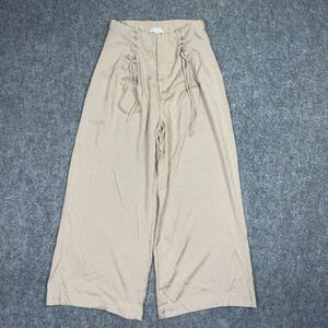 HYFVE Pants Womens Size L Beige Wide Leg Lagenlook Bohemian Artsy